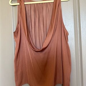 Women's Sleeveless Drape Top - Orange/ Brown